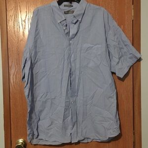 Men’s Short Sleeve Blue & White Stripe Dress Shirt